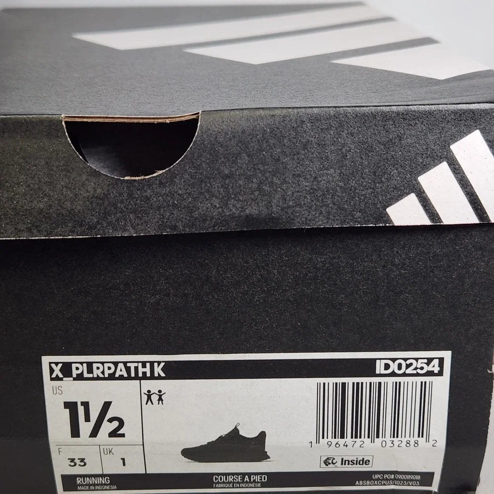 Adidas X_PLRPATH K Kids Running Shoes Triple Black ID0254 Size 1.5Y